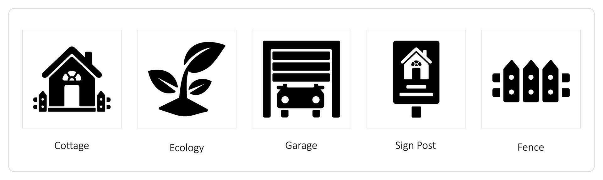 Cottage, Ecology, Garage vector