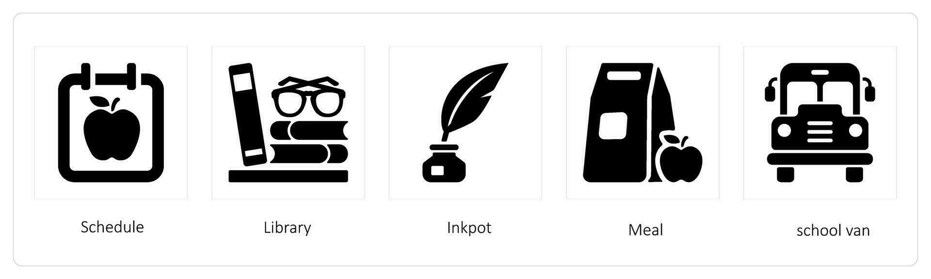 schedule, library and inkpot vector