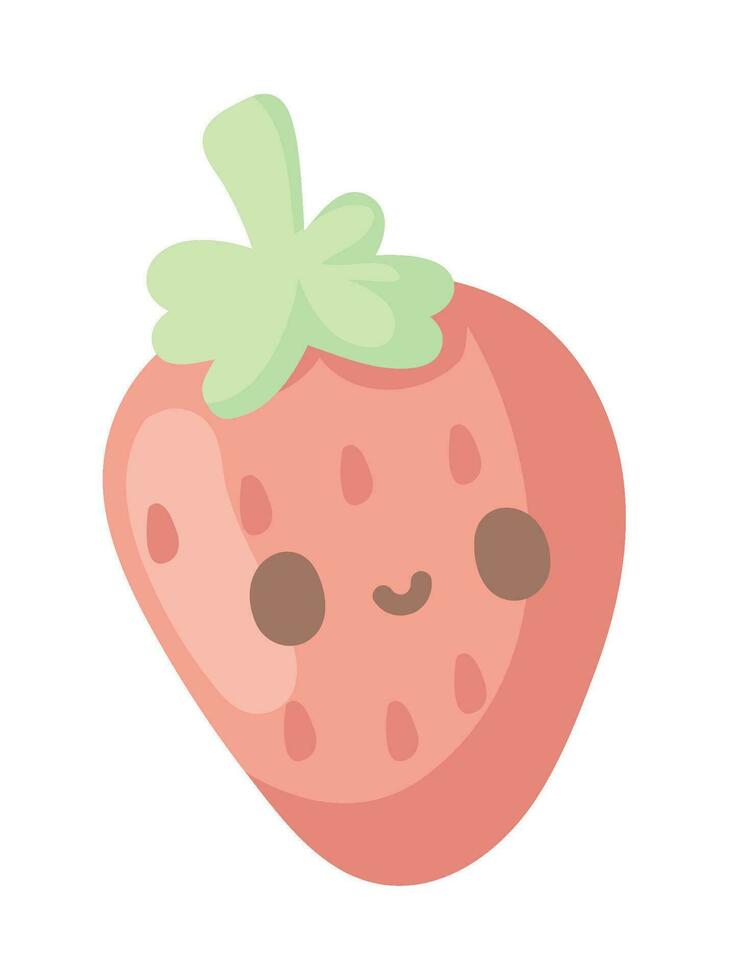 strawberry kawaii food icon isolated vector