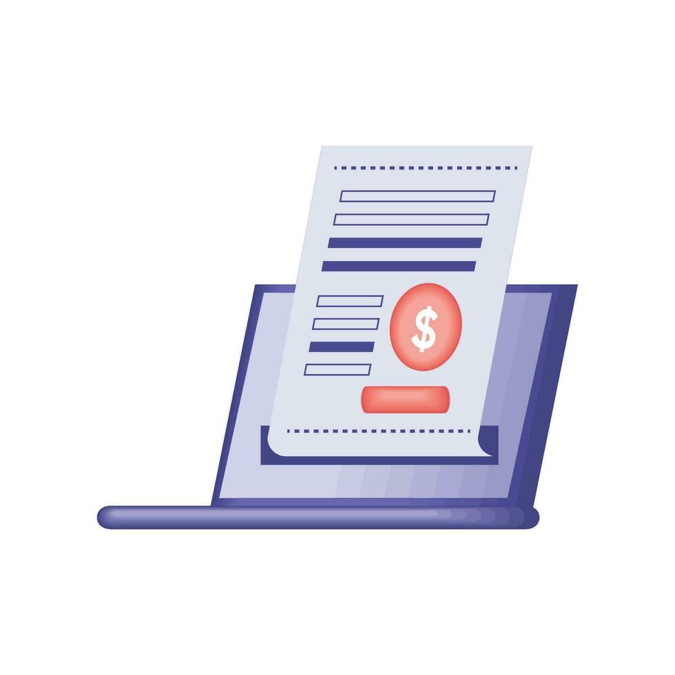 laptop with taxes payment icon vector