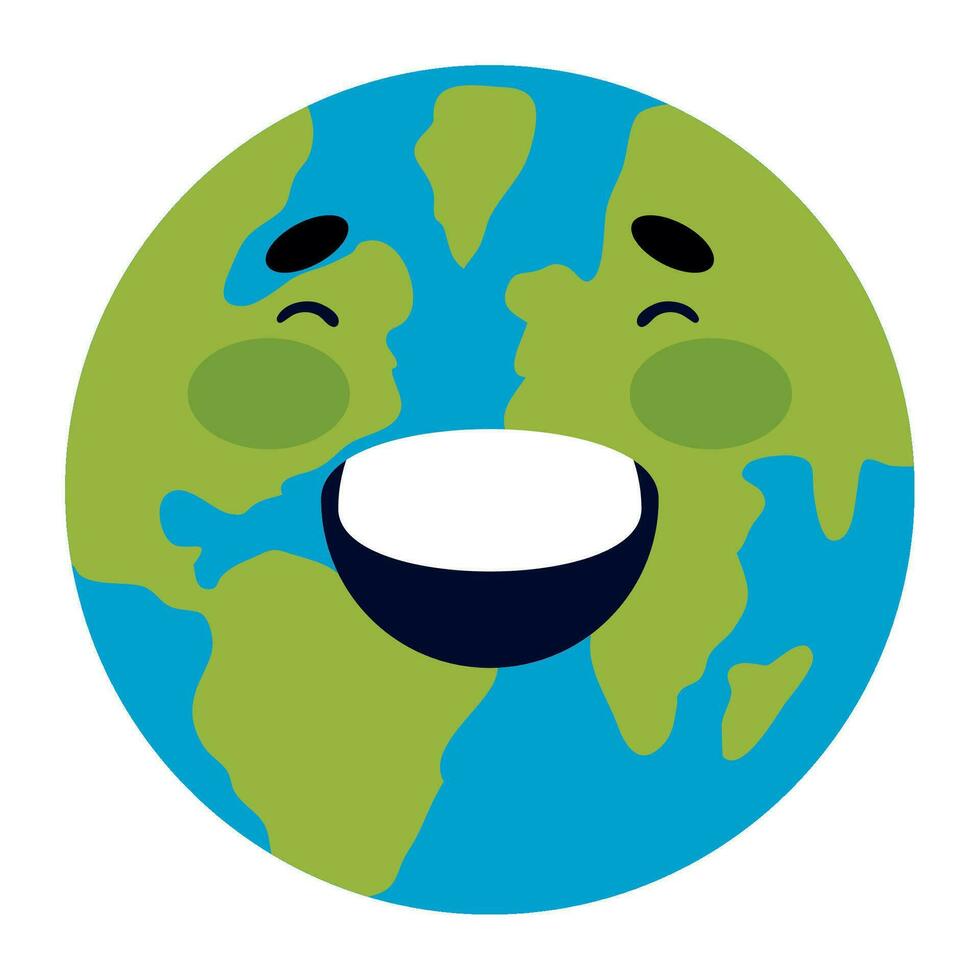 mundo sonrisa contento icono aislado vector