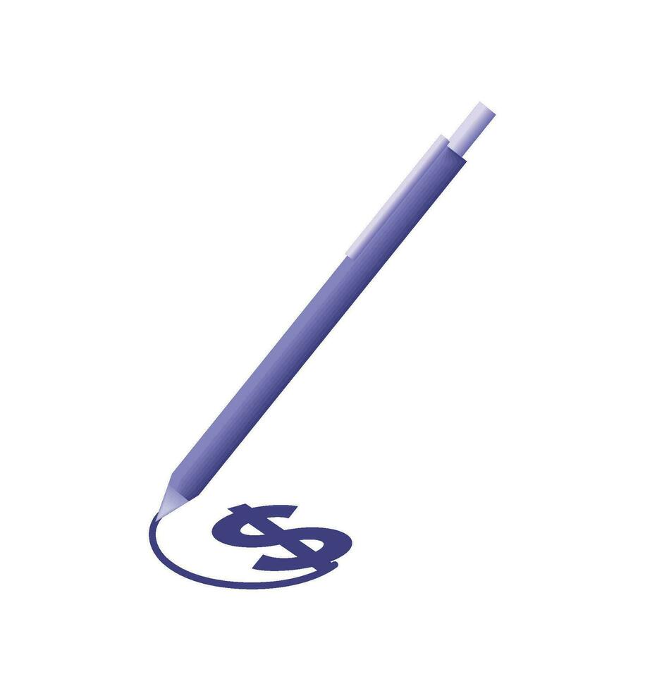 dollar sign and pen icon white background vector