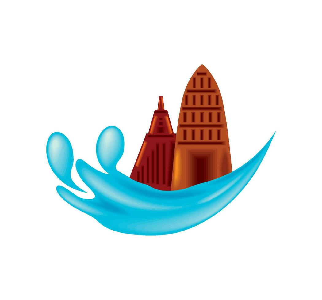 thai temple and water festive songkran icon vector