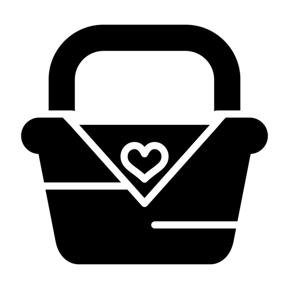 Romantic picnic basket Vector Icon