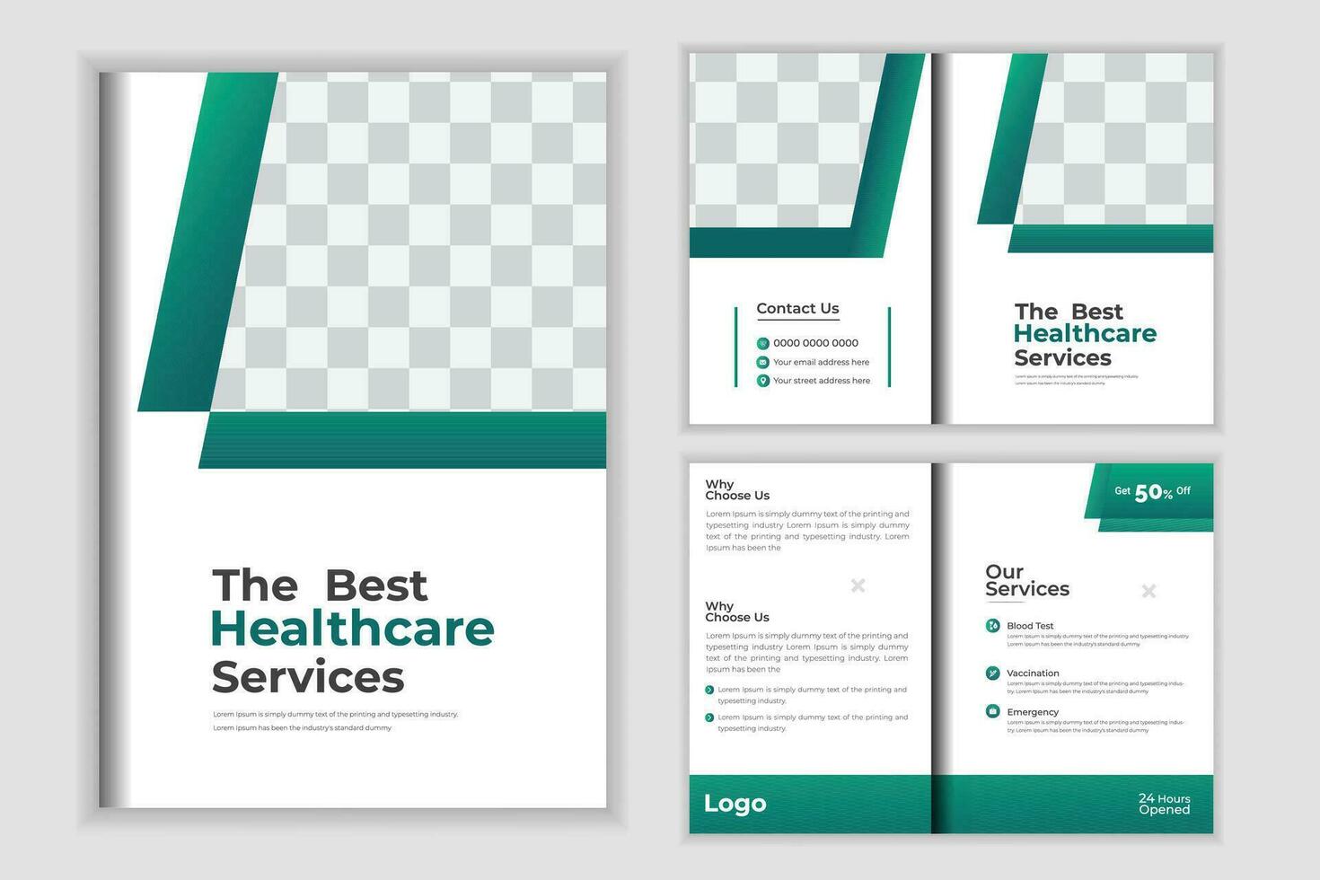 Medical Bi-Fold Brochure Design Template For Your Business vector