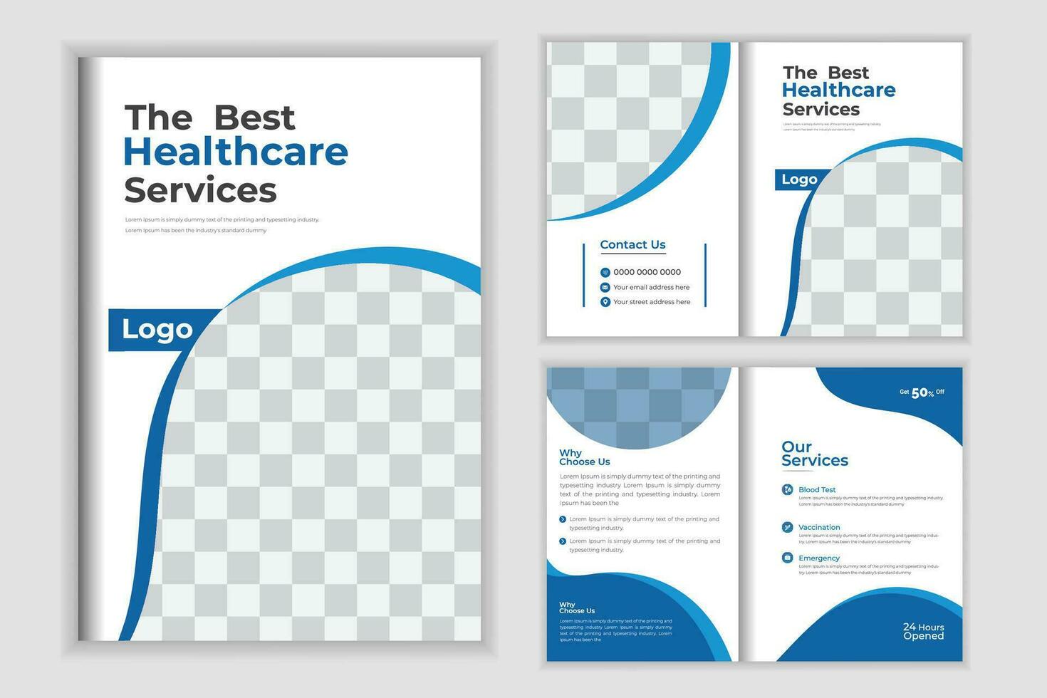 Medical Bi-Fold Brochure Design Template For Your Business vector