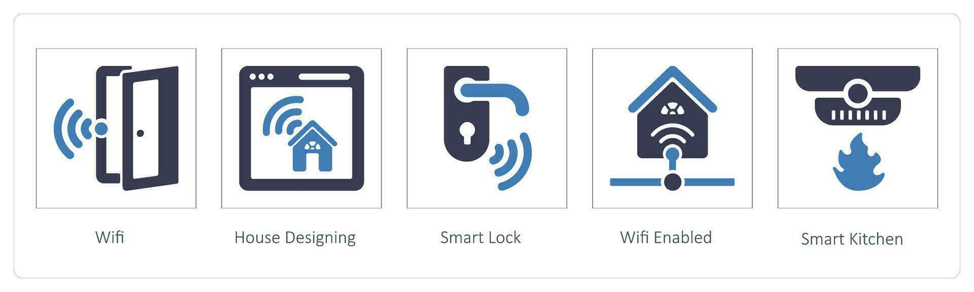 wifi, house designing and Smart Lock vector