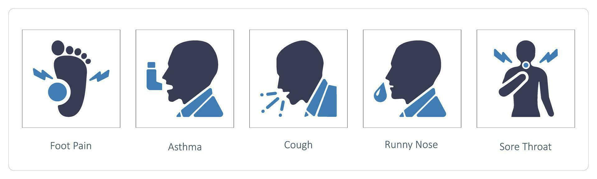 Foot Pain, Asthma, Cough vector