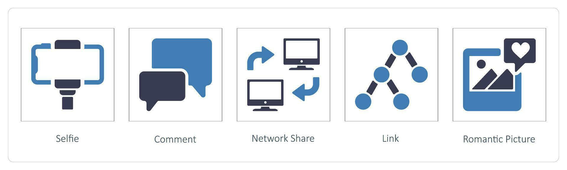 selfie, comment and network share vector