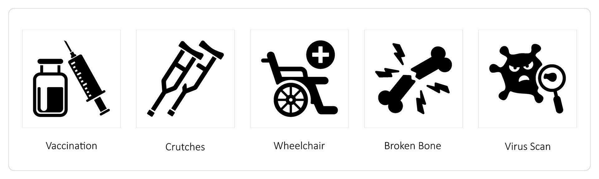 Vaccination, Crutches, Wheelchair vector