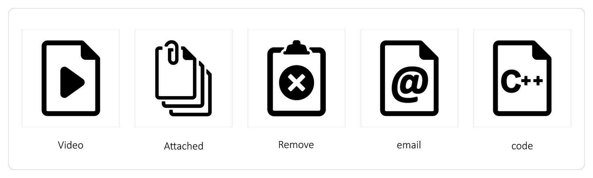 Video, attached, Remove, email vector