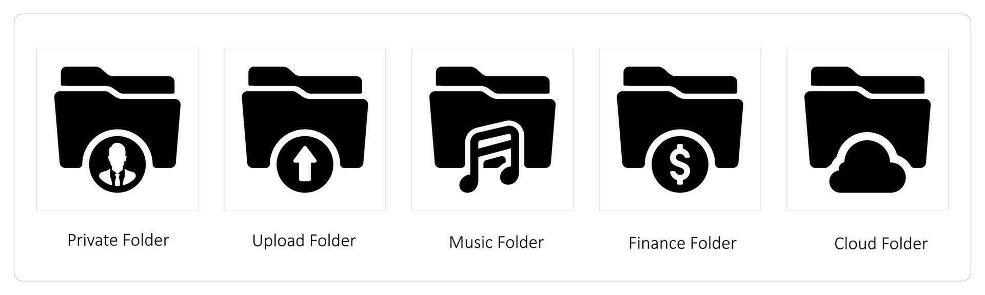 private, upload and music folder vector
