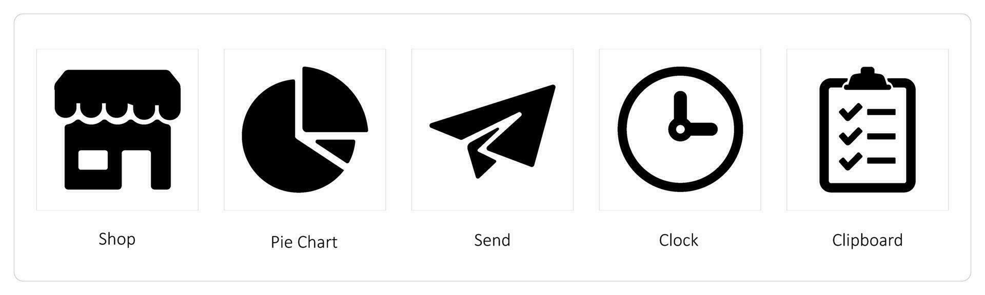 shop, pie chart and send vector