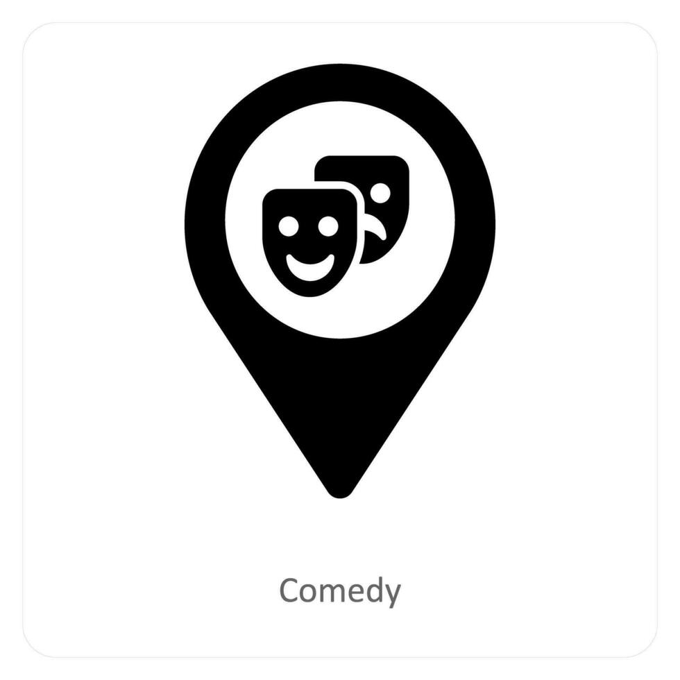 Comedy and location icon concept vector