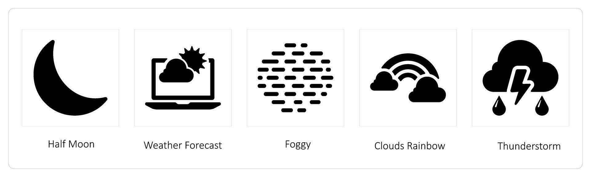 half moon, weather forecast and foggy vector