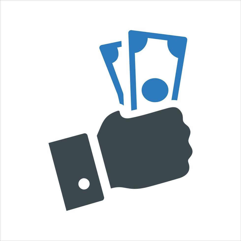 Money on hand icon. Vector and glyph