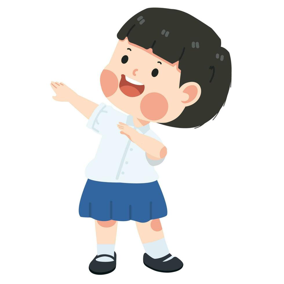 niño niña estudiante frotando danza dibujos animados vector