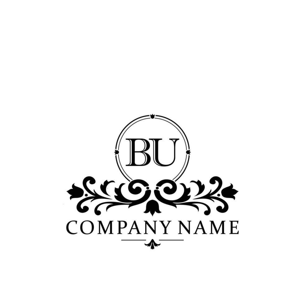 Initial letter BU simple and elegant monogram design template logo vector