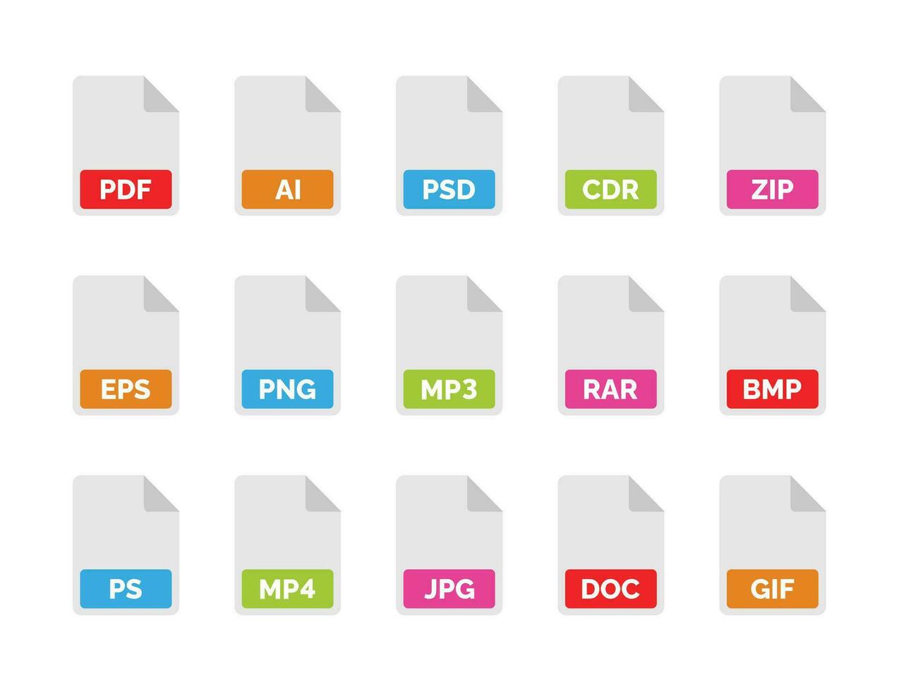 File format icon set isolated on white background vector
