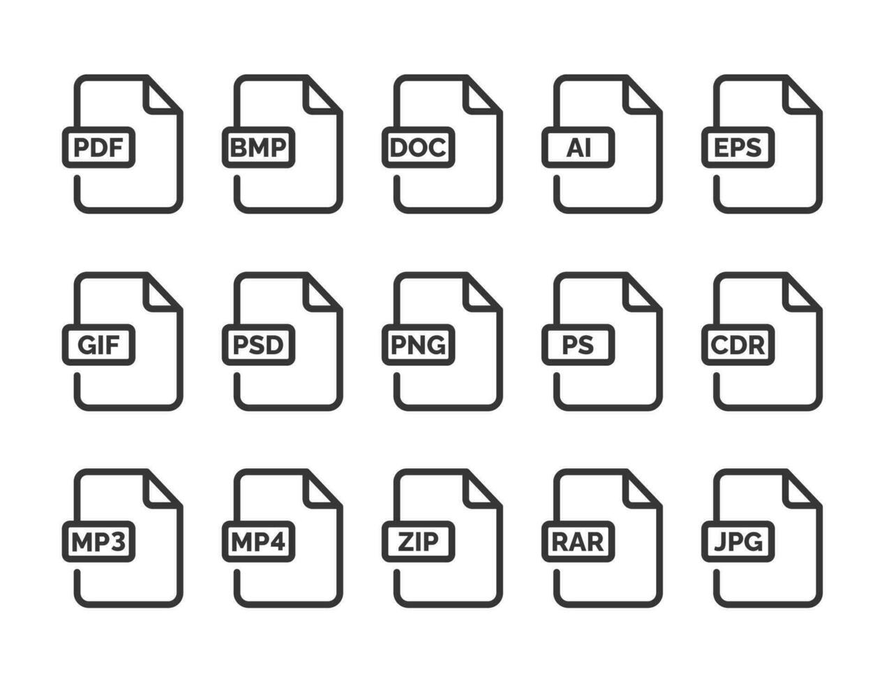 archivo formato icono conjunto aislado en blanco antecedentes vector