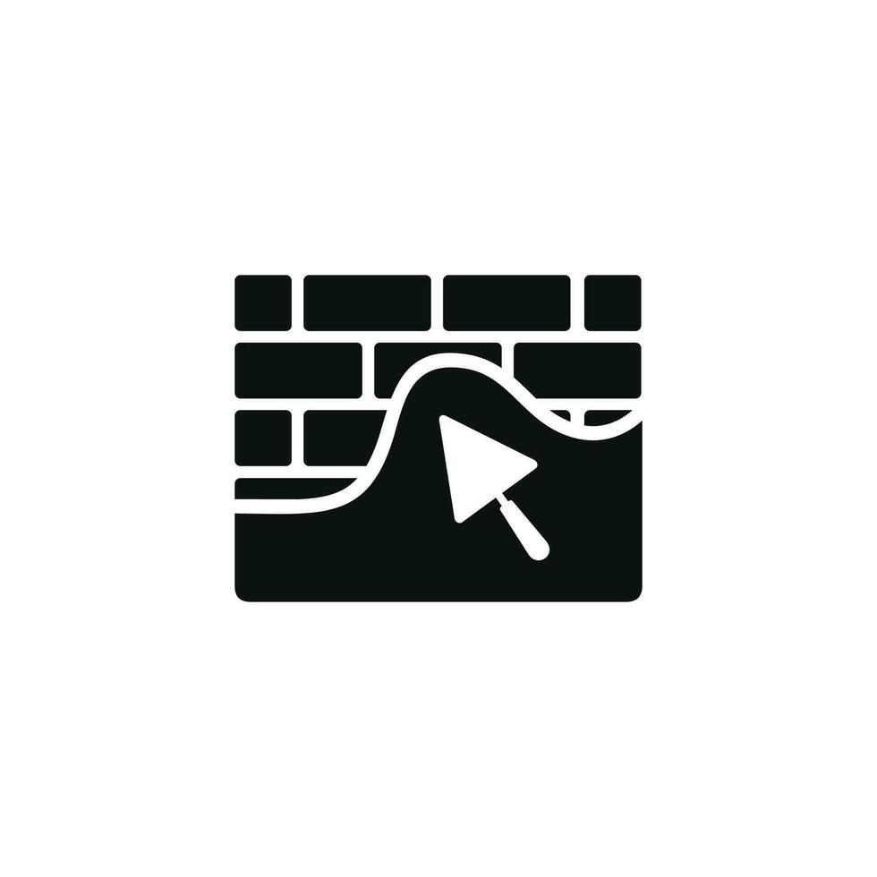 Plastering brick wall icon isolated on white background vector