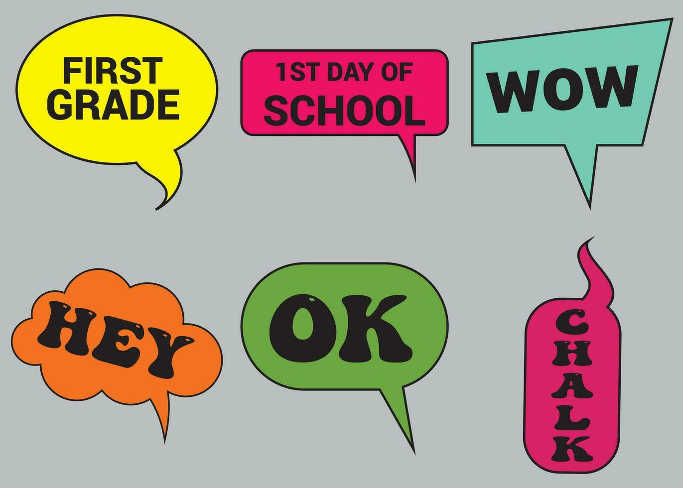 Back to School in comic speech bubbles, pop art style. Education concept. Comic dialog cloud, space cartoon. Set memphis school comic bubble halftone dot. Creative idea conversation explosion balloon vector