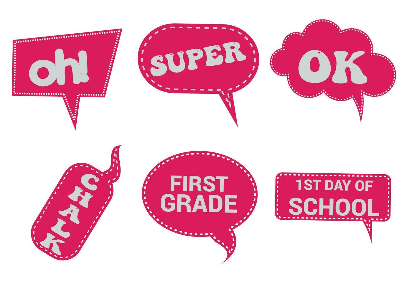 Back to School in comic speech bubbles, pop art style. Education concept. Comic dialog cloud, space cartoon. Set memphis school comic bubble halftone dot. Creative idea conversation explosion balloon vector