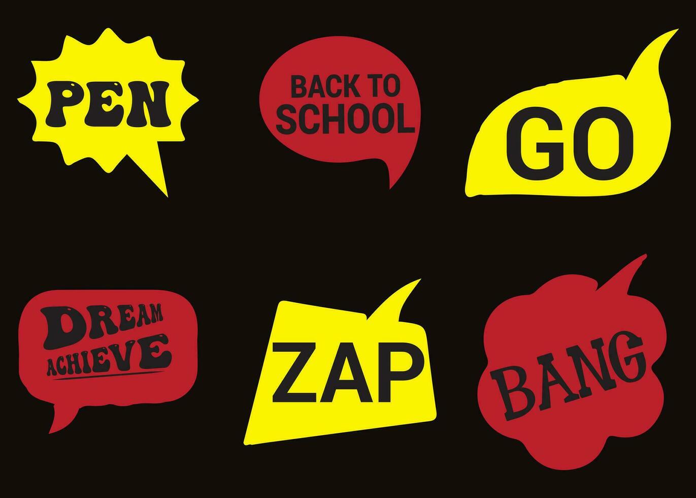 Back to School in comic speech bubbles, pop art style. Education concept. Comic dialog cloud, space cartoon. Set memphis school comic bubble halftone dot. Creative idea conversation explosion balloon vector