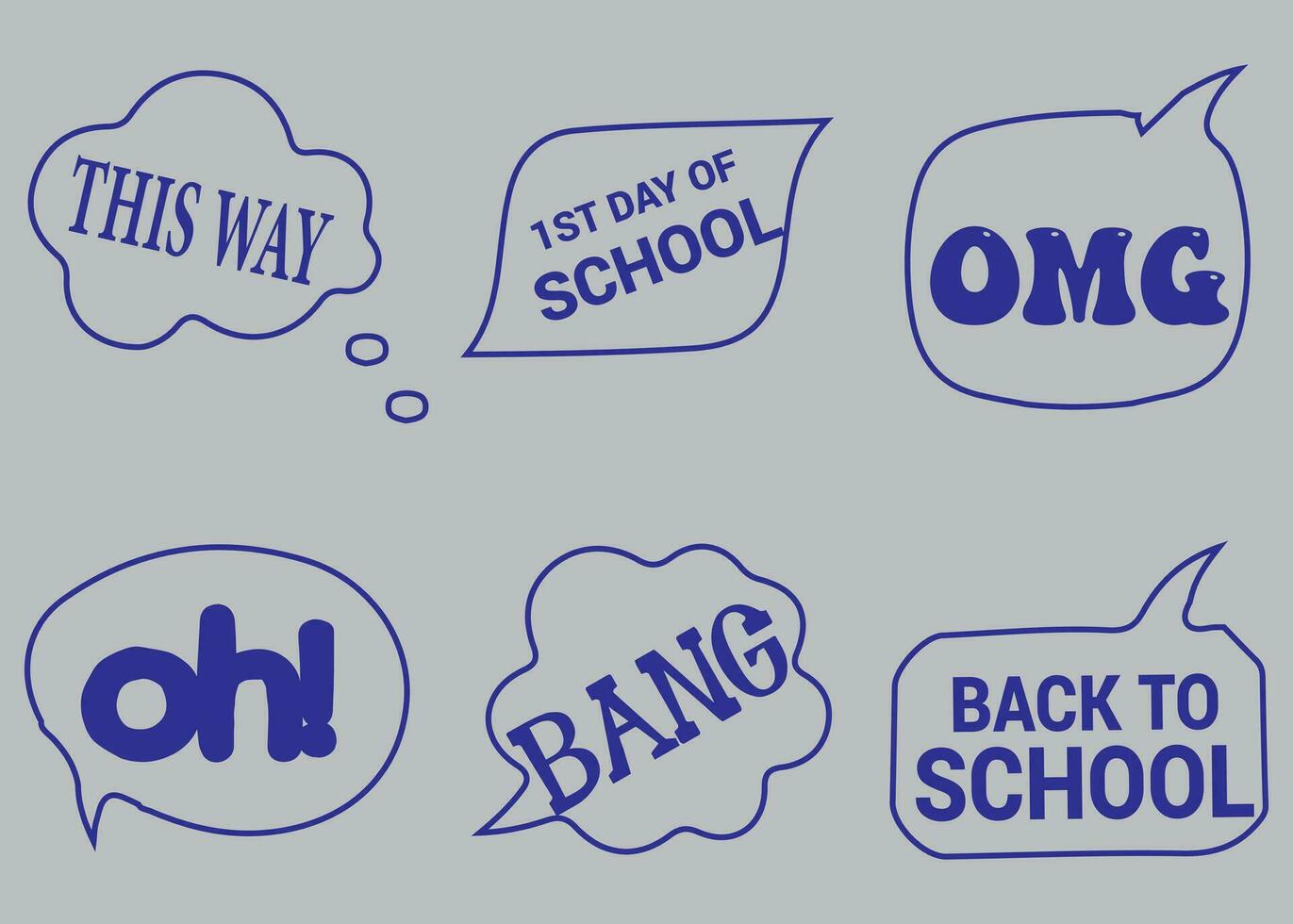 Back to School in comic speech bubbles, pop art style. Education concept. Comic dialog cloud, space cartoon. Set memphis school comic bubble halftone dot. Creative idea conversation explosion balloon vector