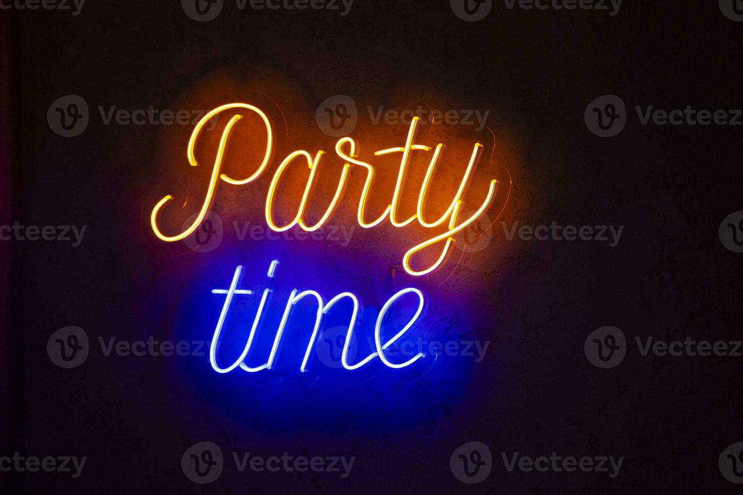 Bright neon lettering party time., photo