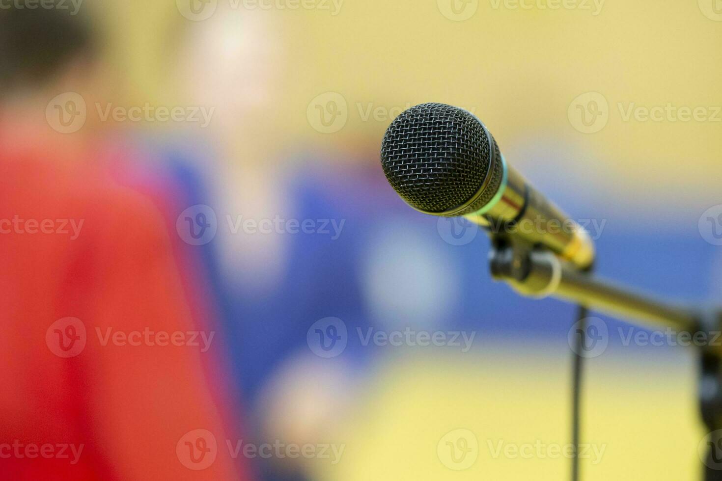 Stage microphone on a blurred background. photo