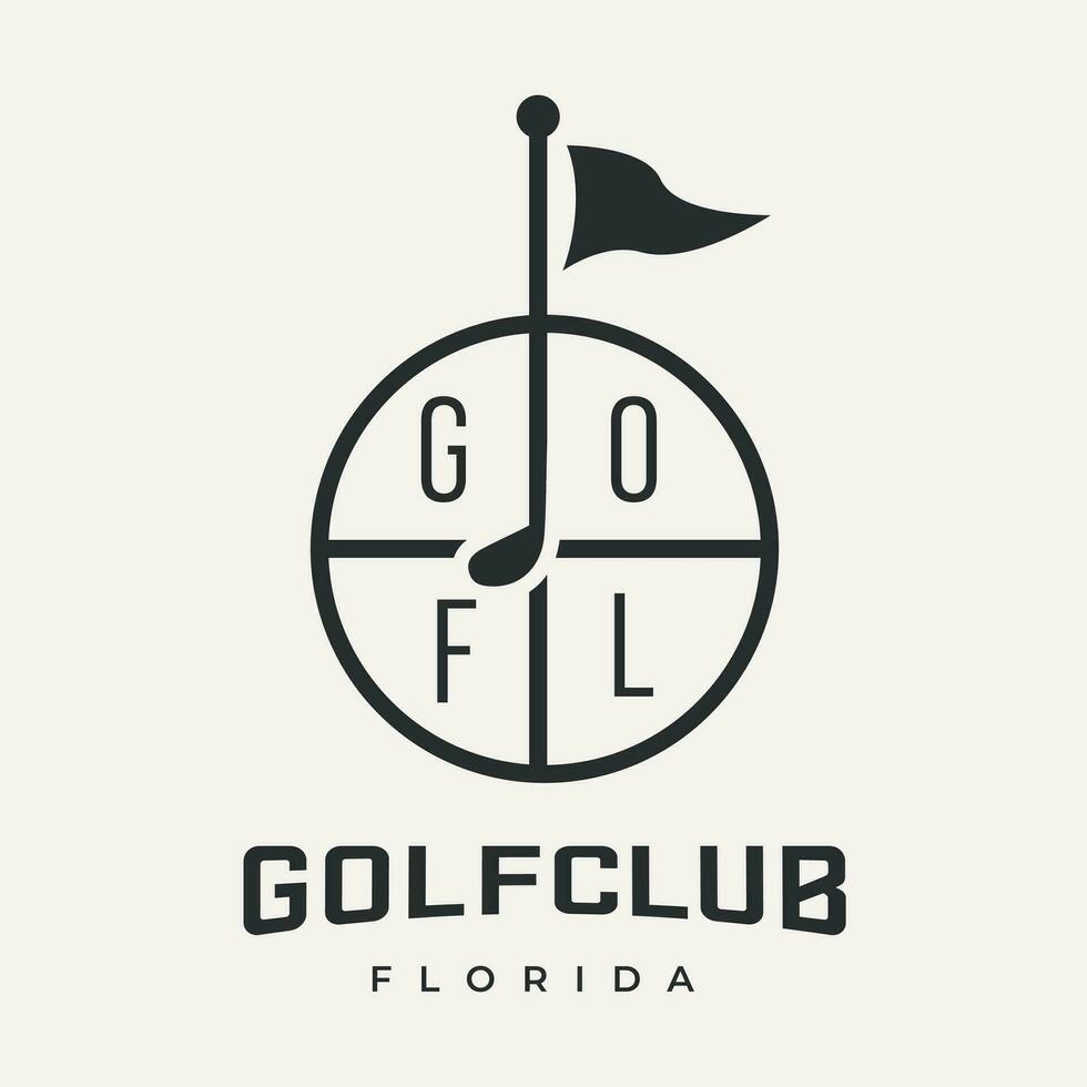 bandera símbolo con golf palo logo golf país club sencillo diseño vector