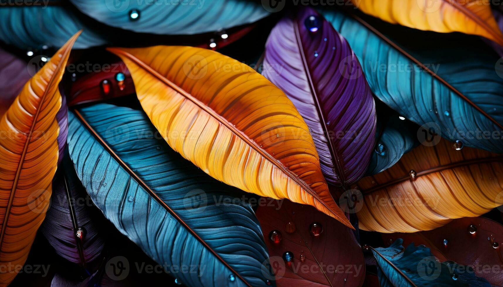 abstract design with colorful patterns of realistic colorful leaves photo