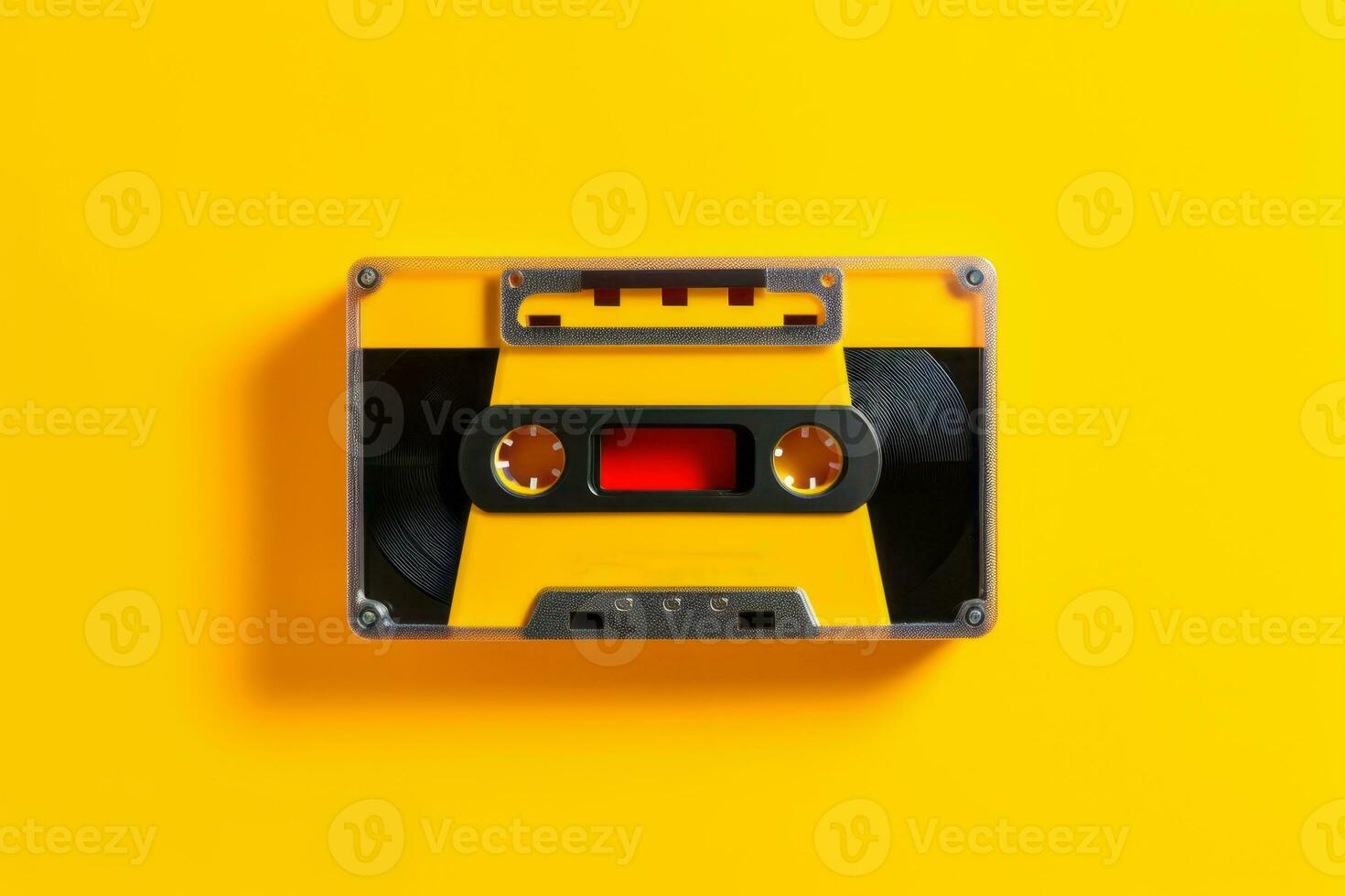 amarillo y negro cinta grabadora con rojo ligero en parte superior de él. generativo ai foto