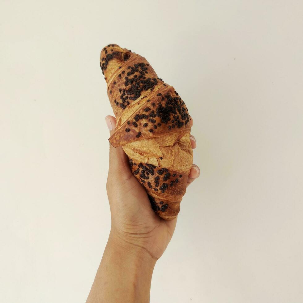 hand holding a croissant photo