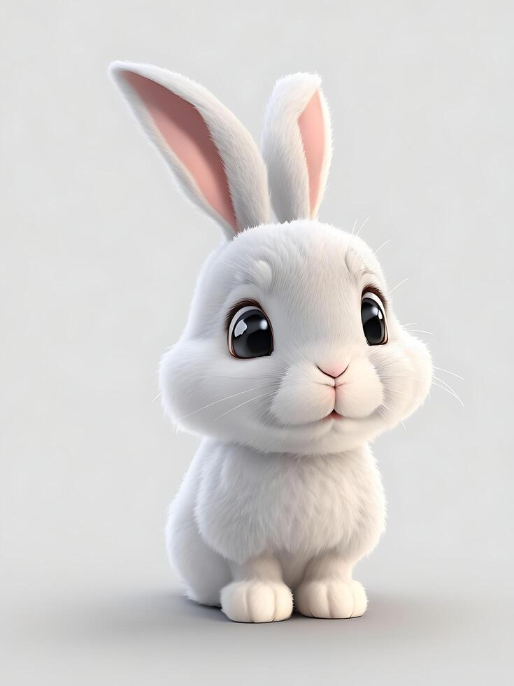 A white Rabbit Ai generated, Hare Happy life. photo