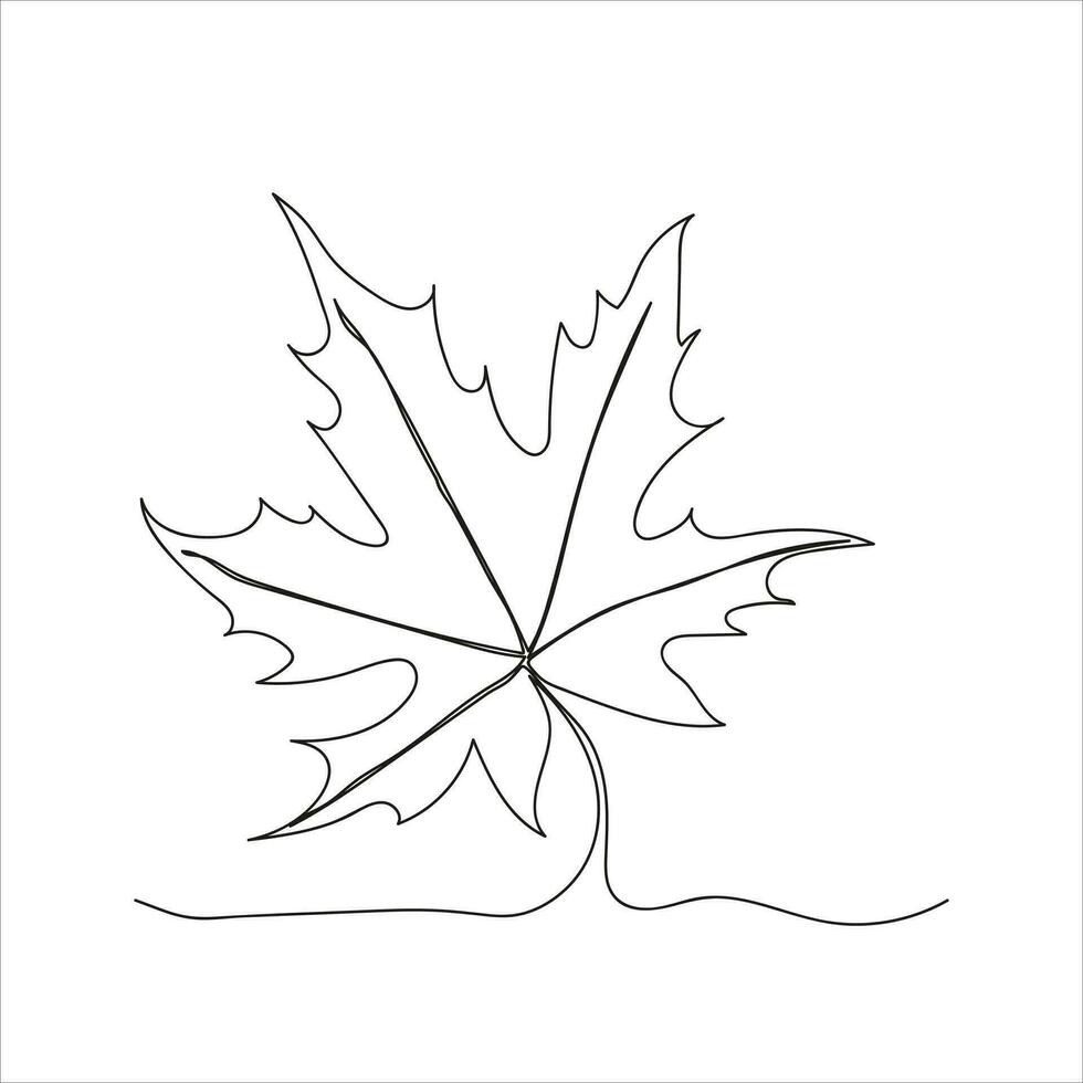 Leaf in continuous line art drawing style. Simple black sketch made of one line isolated on white background. Vector illustration