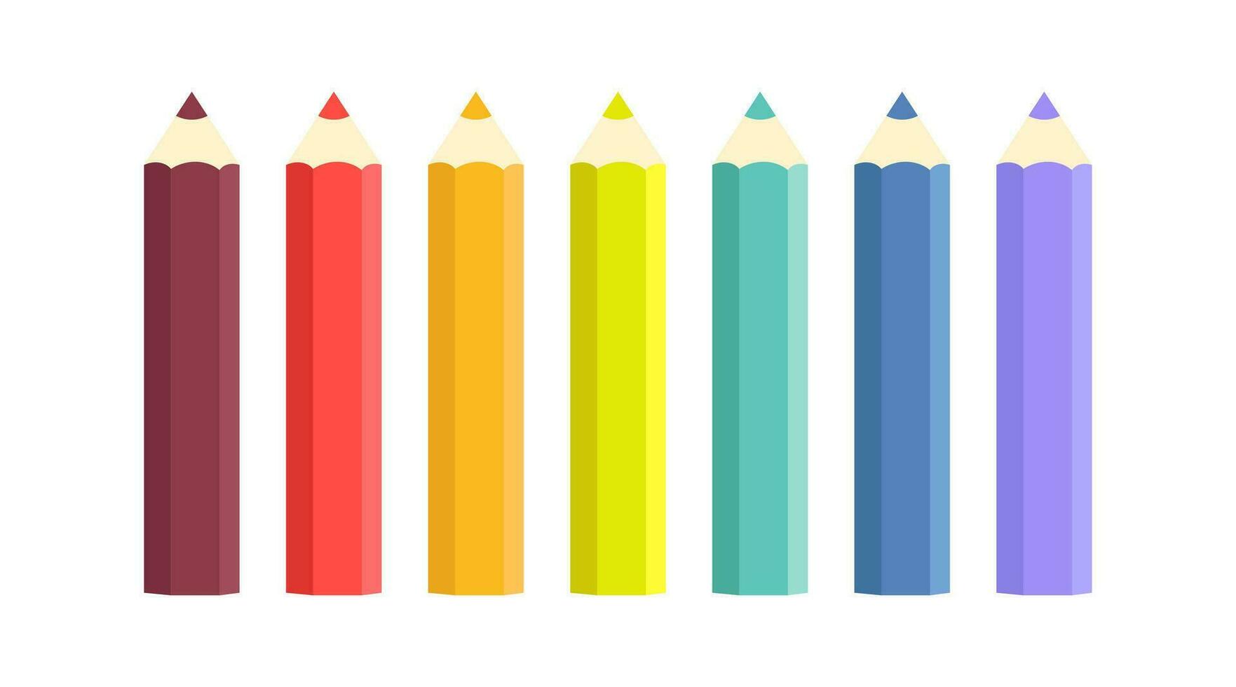 Set of vector colored pencils on an isolated background