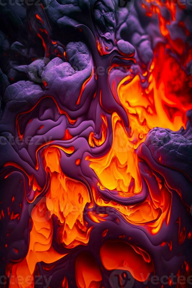 Close up of fire and ice pattern on the surface of water. Generative AI photo