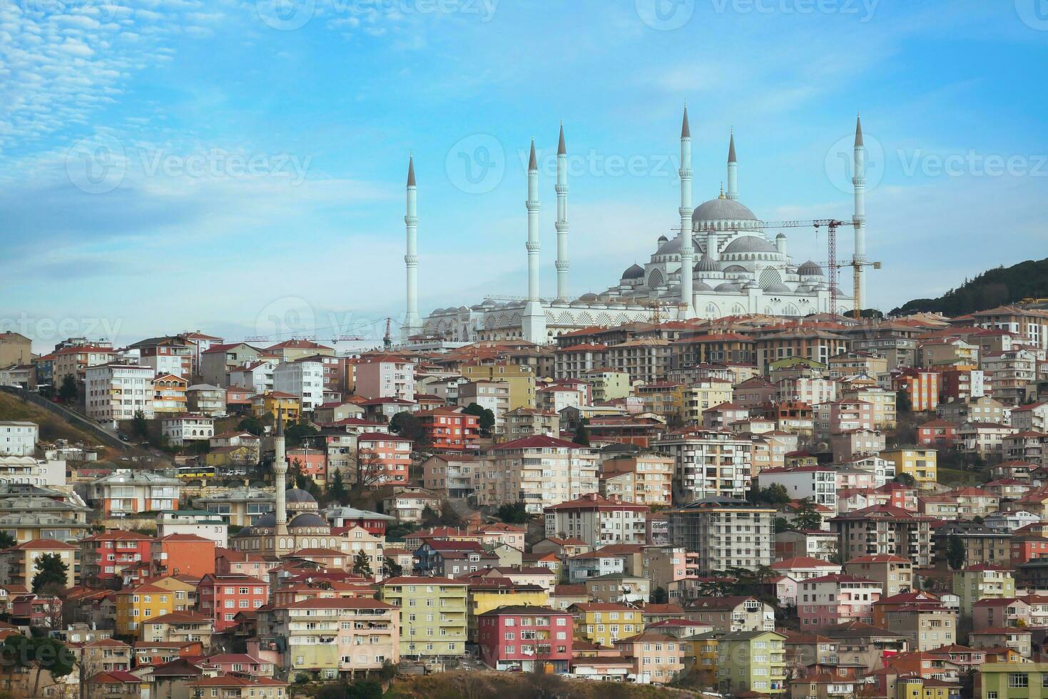 high angle view of Camlica Mosque in istanbul photo