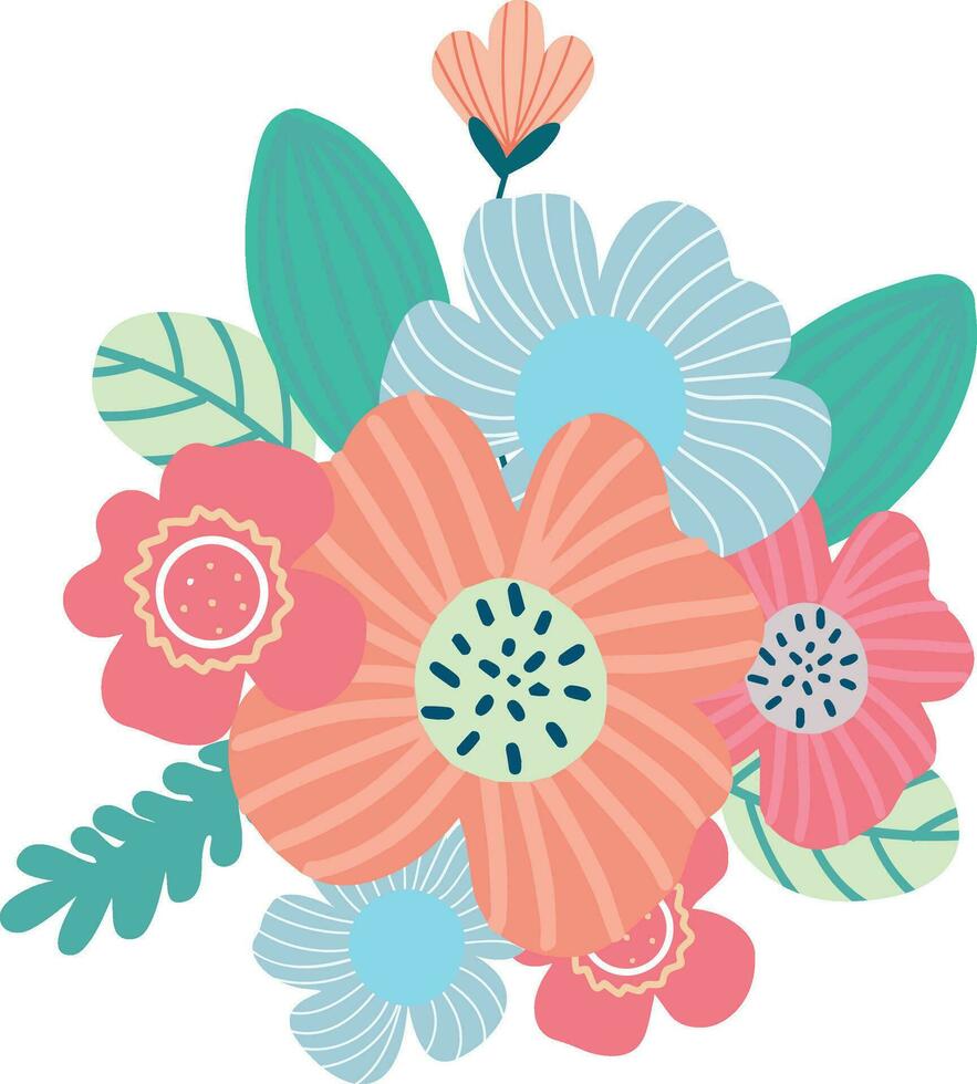 floral composition and Bouquet of spring wildflowers vector