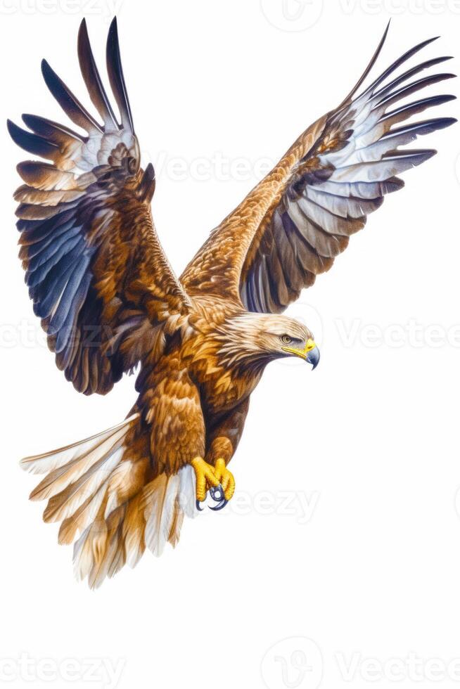 Image of eagle flying with its wings spread out and spread out. photo