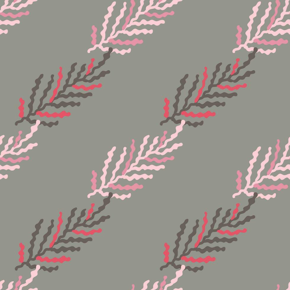 Abstract seaweed backdrop. Organic fern leaves seamless pattern. Simple style botanical background. vector