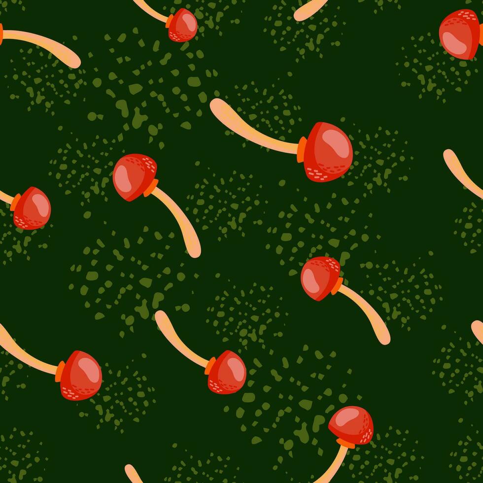 Seamless pattern with toadstool mushrooms. Magical fly agaric wallpaper. vector