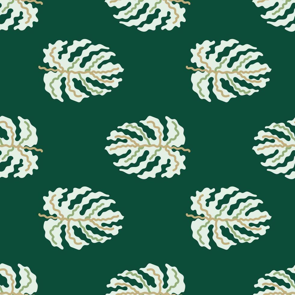 resumen tropical monstera hojas sin costura modelo. selva palma hoja decorativo fondo. vector