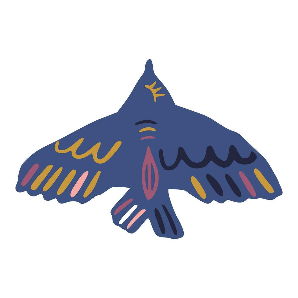 Folk bird symbol in scandinavian style. vector