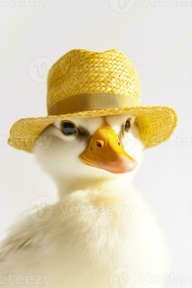 Small Duck Straw Hat On White Stock Photo 54461680