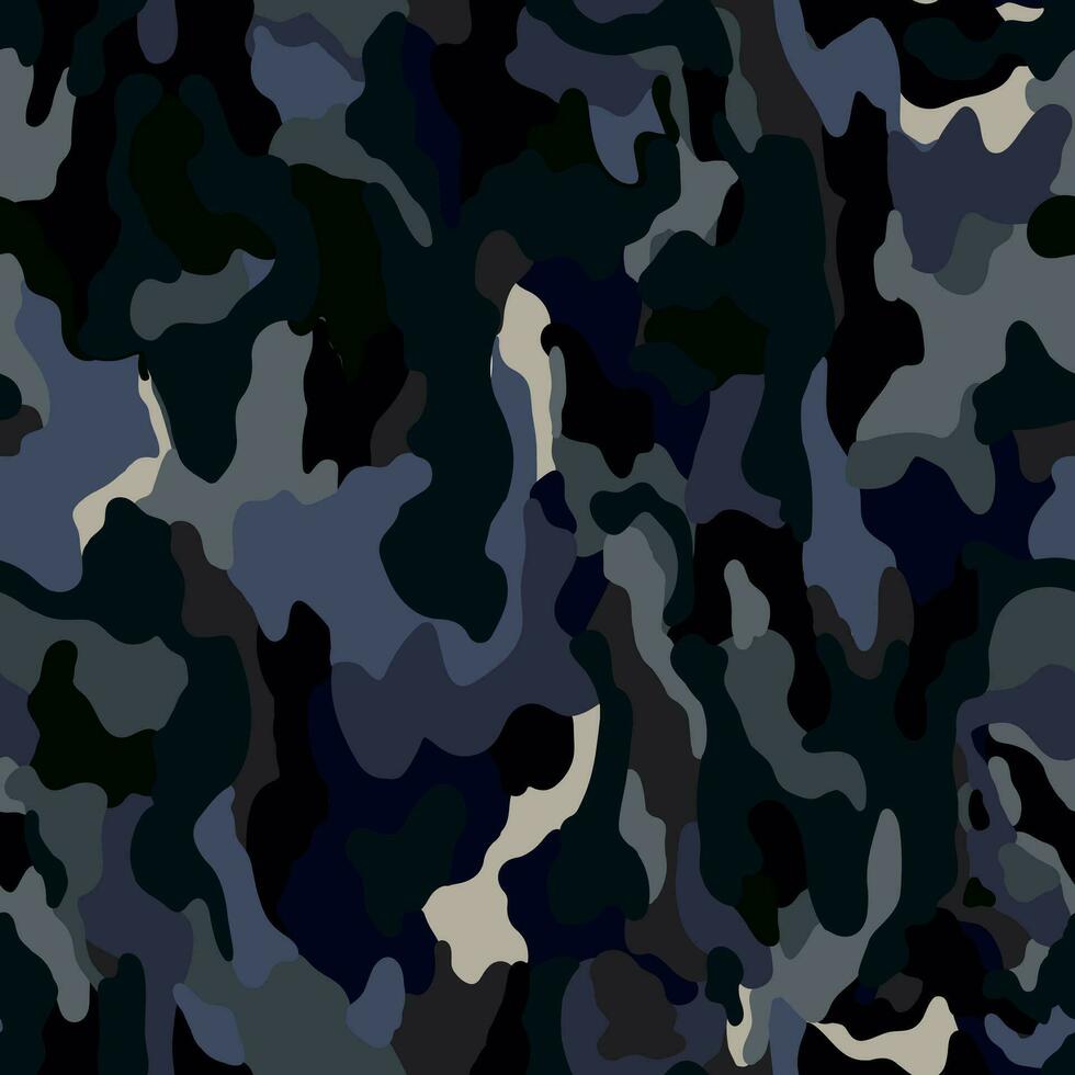 Abstract monochrome camouflage seamless pattern. Military camo endless wallpaper. vector