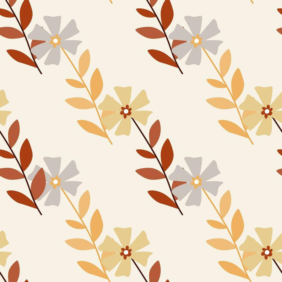 Cute stylized ditsy flower seamless pattern. Decorative naive botanical backdrop. vector