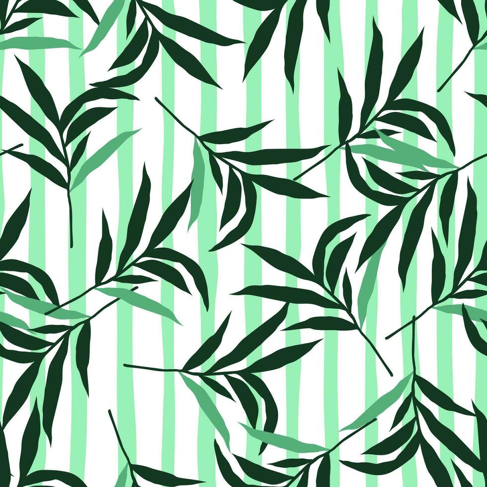 resumen selva palma hoja sin costura modelo. estilizado tropical palma hojas fondo de pantalla. vector